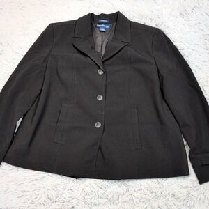Evan Picone Jacket Womens 12 Petite Black Blazer Career Suit Coat Comfort Pocket